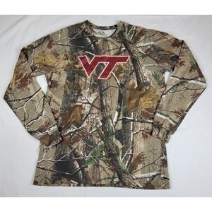Realtree Outfitters Virginia Tech Hokies‎ Camo Long Sleeve Shirt Mens Large VT